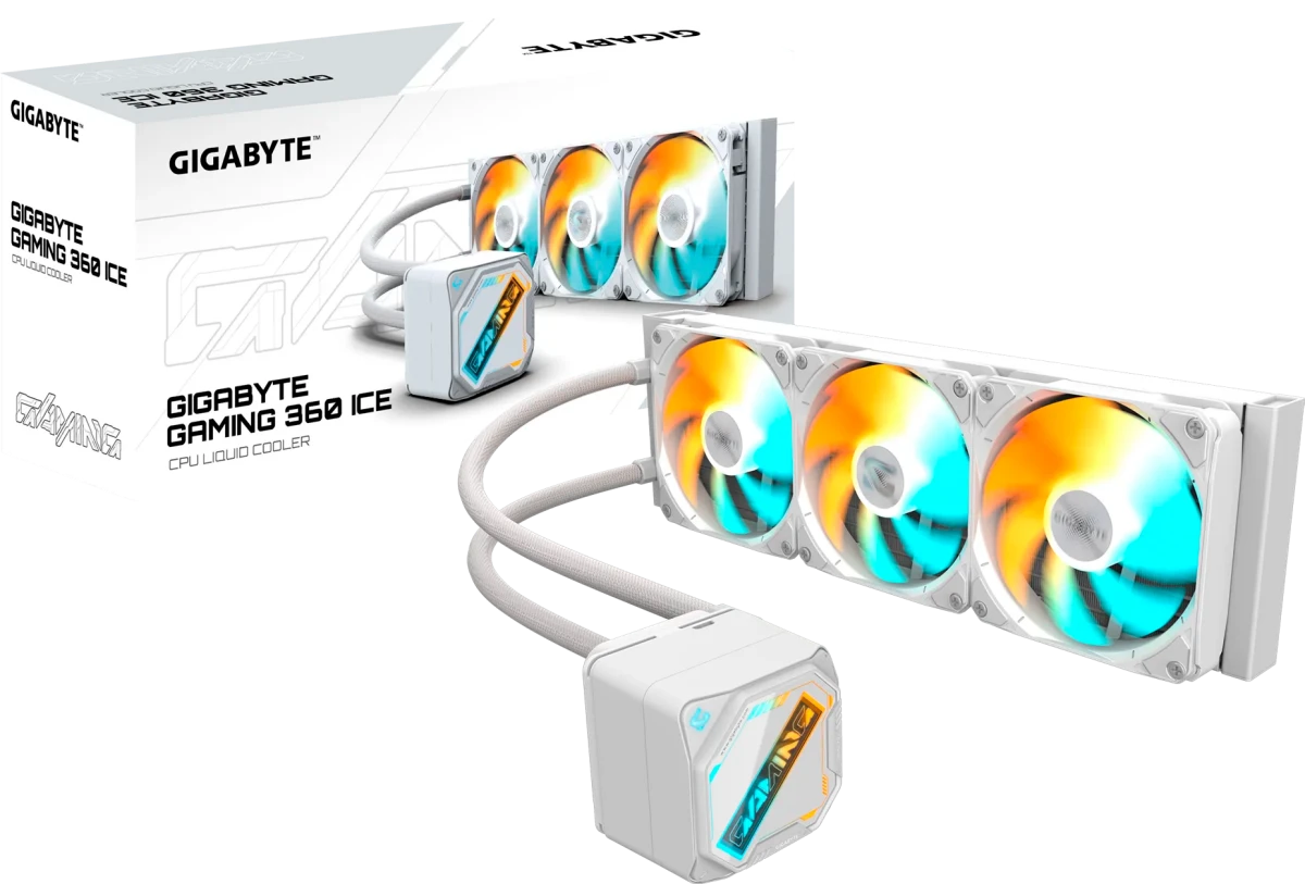 Система водяного охлаждения Gigabyte Gaming 360 ICE ARGB Soc-AM5/AM4/1200/1700/1851 белый 4-pin 13.8-35.8dB Al Ret (GP-GIGABYTE GME 360I)